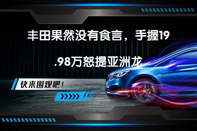 丰田果然没有食言，手握19.98万怒提亚洲龙_58汽车