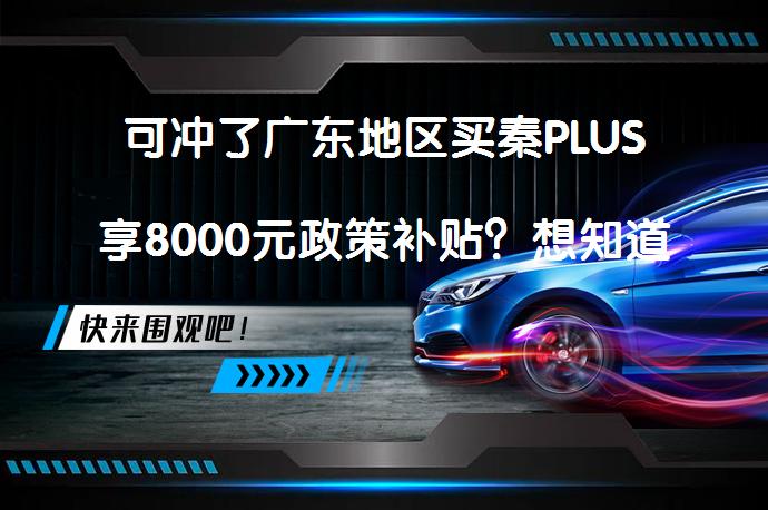 可冲了广东地区买秦PLUS享8000元政策补贴？想知道广东地区有什么政策补贴新能源汽车吗？_58汽车